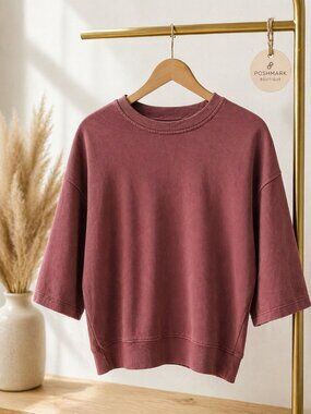 ZARA Cropped Pink Sweatshirt – Size S | Minimalist Chic